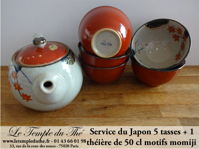 Service japonais 1 théière et 5 tasses Fleurs de Momoji – Image 3