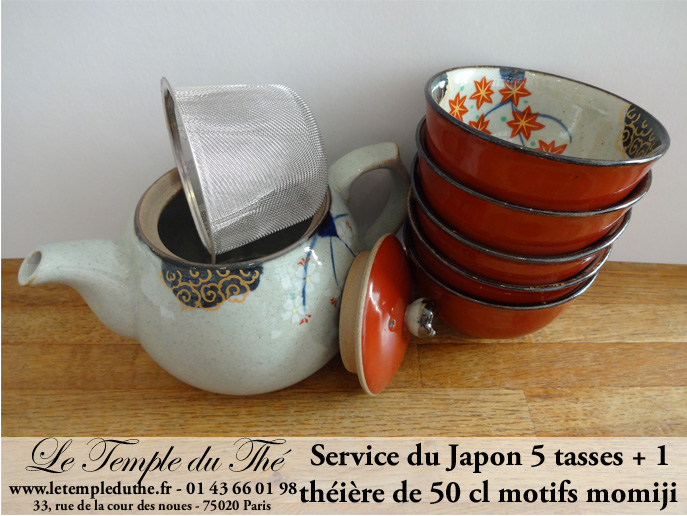 Service japonais 1 théière et 5 tasses Fleurs de Momoji – Image 4