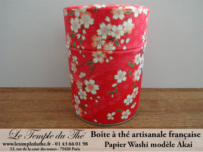 Boîte à thé artisanale française papier Washi modèle Akai