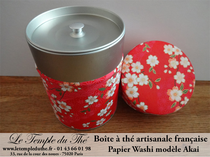 Boîte à thé artisanale française papier Washi modèle Akai – Image 2