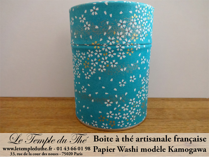 Boîte à thé artisanale française papier Washi modèle Kamogawa