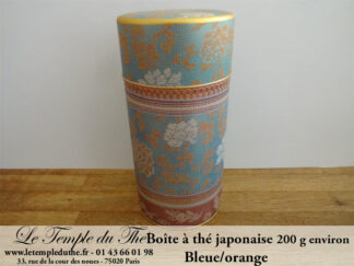 Boîte à thé japonaise bleue/orange 200g environ
