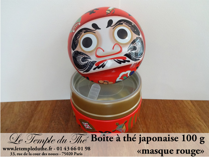 Boîte à thé japonaise 100 g ronde Daruma rouge – Image 2