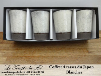 Coffret de 4 tasses à thé japonaises blanches
