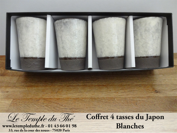 Coffret de 4 tasses à thé japonaises blanches
