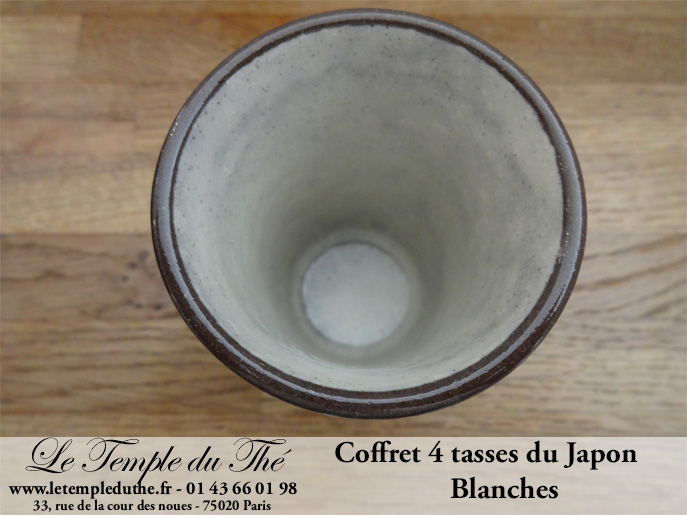 Coffret de 4 tasses à thé japonaises blanches – Image 3