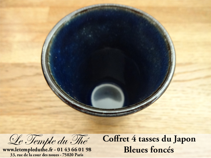 Coffret de 4 tasses à thé japonaises bleues foncés – Image 3