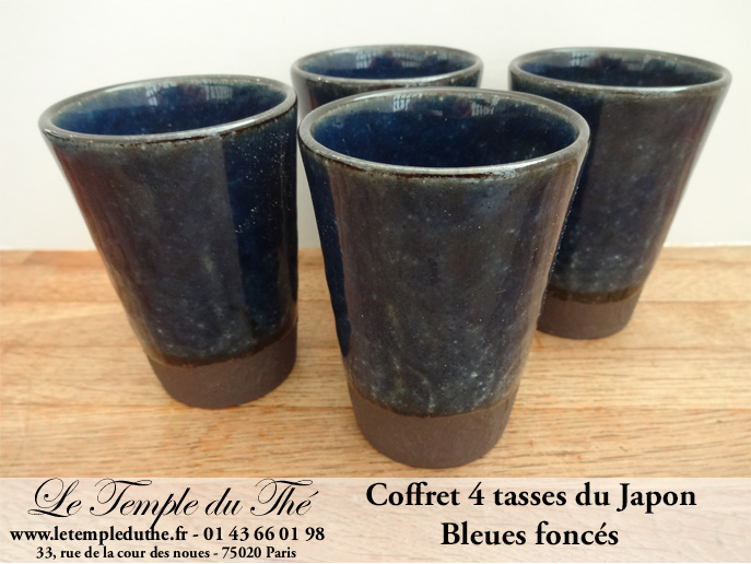 Coffret de 4 tasses à thé japonaises bleues foncés – Image 4