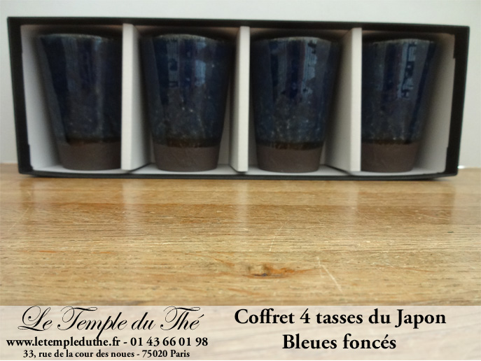 Coffret de 4 tasses à thé japonaises bleues foncés – Image 5