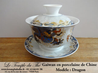 Gaiwan en porcelaine de Chine. Dragon