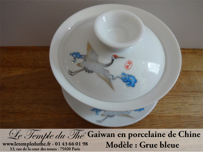 Gaiwan en porcelaine de Chine Grue bleue – Image 2