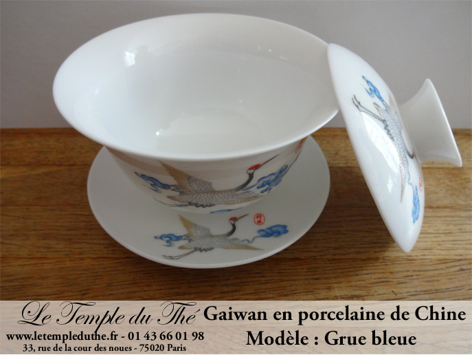 Gaiwan en porcelaine de Chine Grue bleue – Image 3