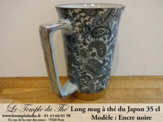 Long mug à thé du Japon en céramique 35 cl encre noire