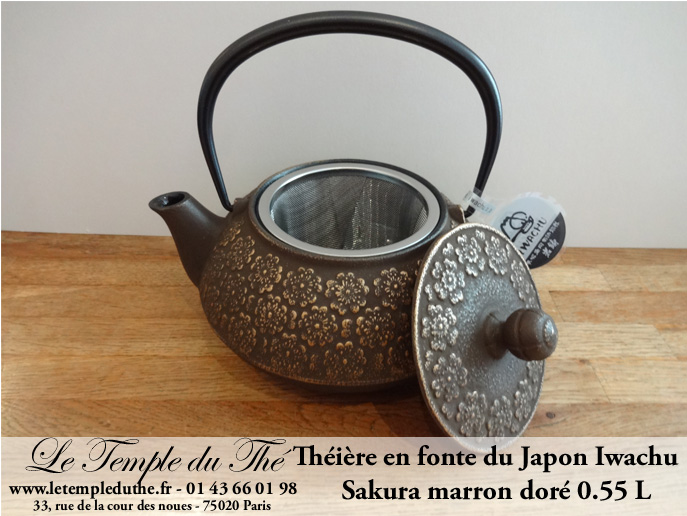 Théière en fonte du Japon Sakura marron doré 0.55 L – Image 3