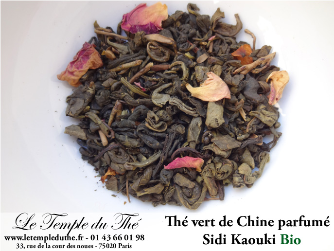 Sidi Kaouki thé vert de Chine bio menthe, rose et fleurs d'oranger Sidi Kaouki thé vert de Chine bio menthe, rose et fleurs d'oranger