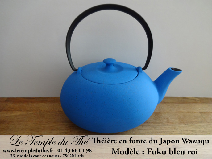 Théière en fonte du Japon WAZUQU modèle Fuku bleu roi 055 L – Image 3