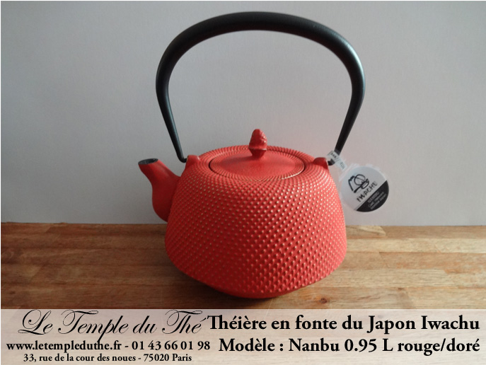 Théière en fonte du Japon Iwachu Nanbu Arare rouge doré 0.95 L – Image 3