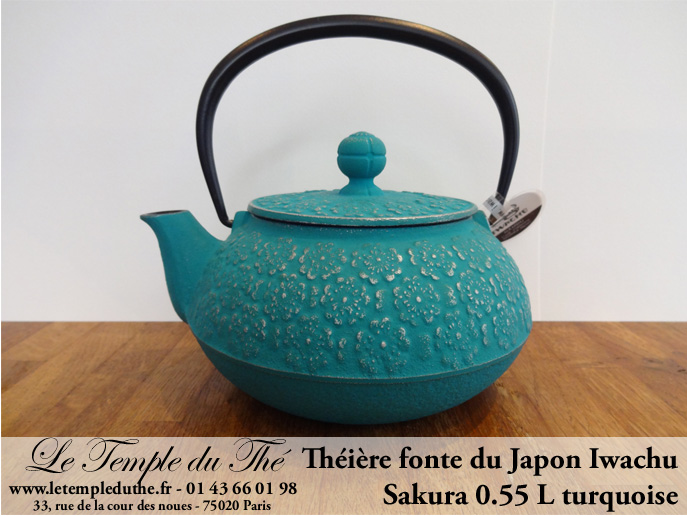 Théière en fonte du Japon IWACHU modèle Sakura turquoise – Image 4