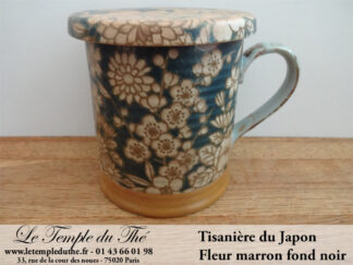 Tisanière du Japon modèle : Fleur marron fond noir